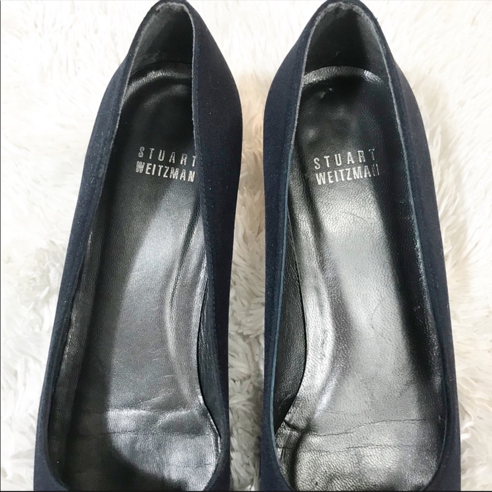 Stuart Weitzman Navy Bow Kitten Heels Size 7.5 - image 4